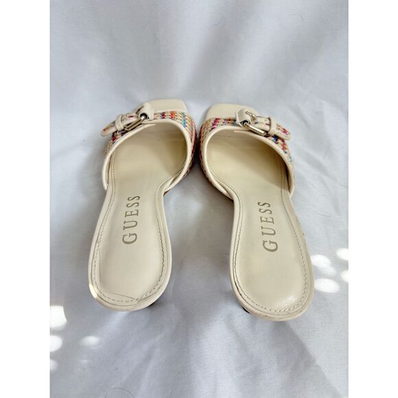 GUESS Y2K Dista Sandal Kitten Heels Multicolor Ivory 9M Feminine Classy Buckle - Picture 7 of 7